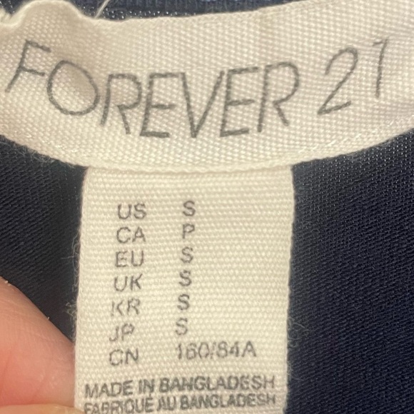 Forever 21 Navy Blue Bodycon Mini Dress Scoop  3/4 Sleeve Stretchy Cotton Blend - Picture 5 of 8